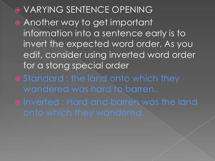 Sentence emphasis and variety