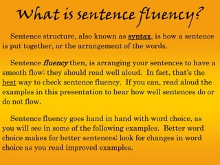 Sentence fluency | PPTX