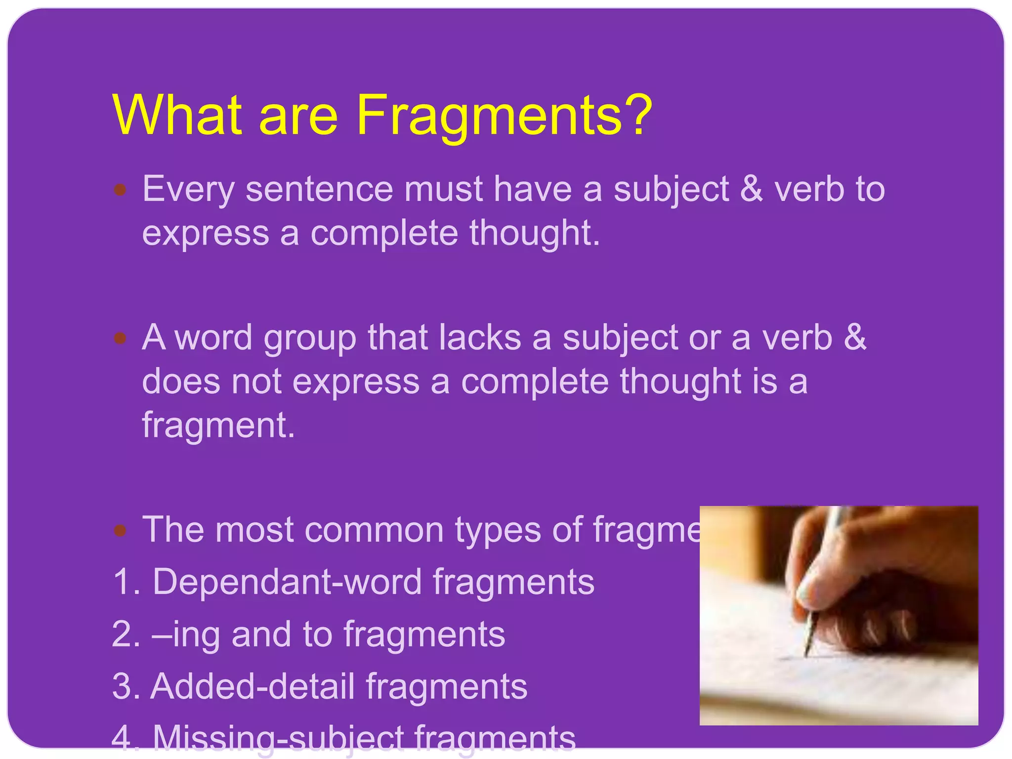 Sentence Fragments PPT sentence-fragments-ppt