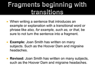 Sentence fragments | PPTX