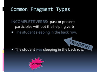 Sentence fragments grade 6 | PPTX