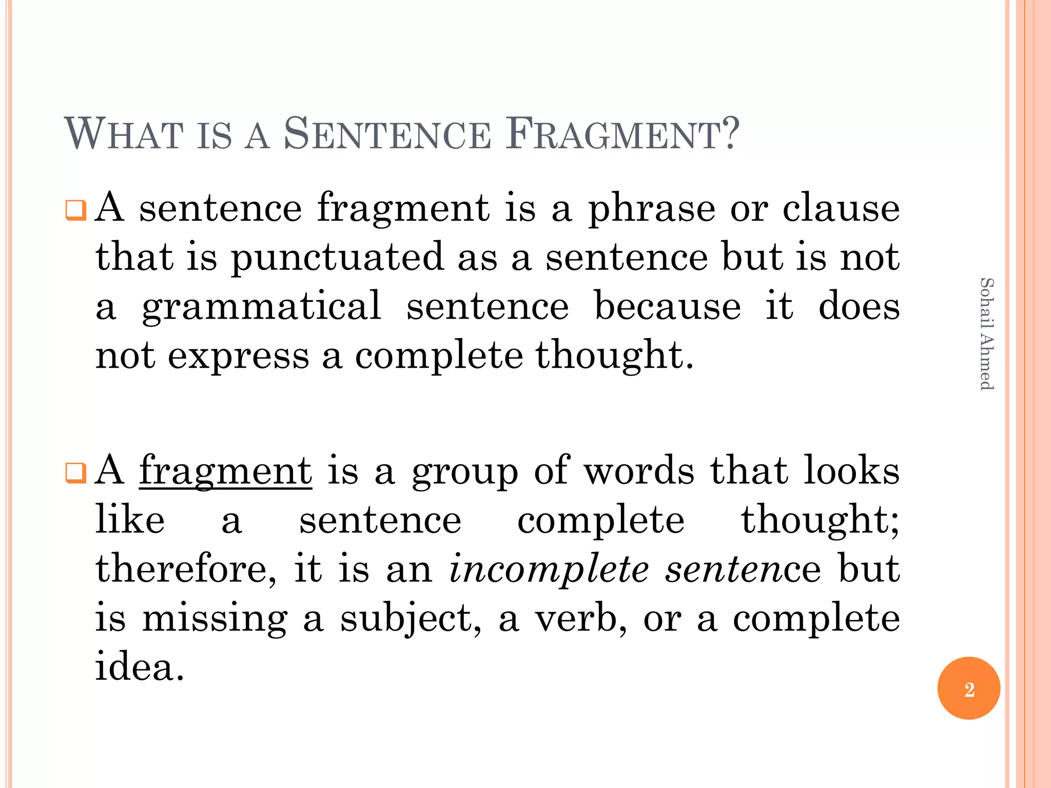 Sentence fragments by sohail ahmed | PDF