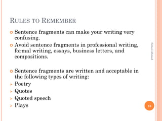 Fragment In Writing Examples Sentence fragments by sohail ahmed | PDF