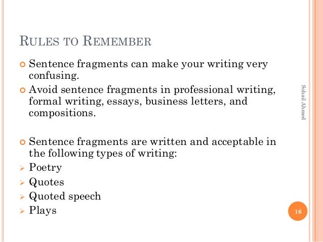 Sentence fragment examples and corrections picture