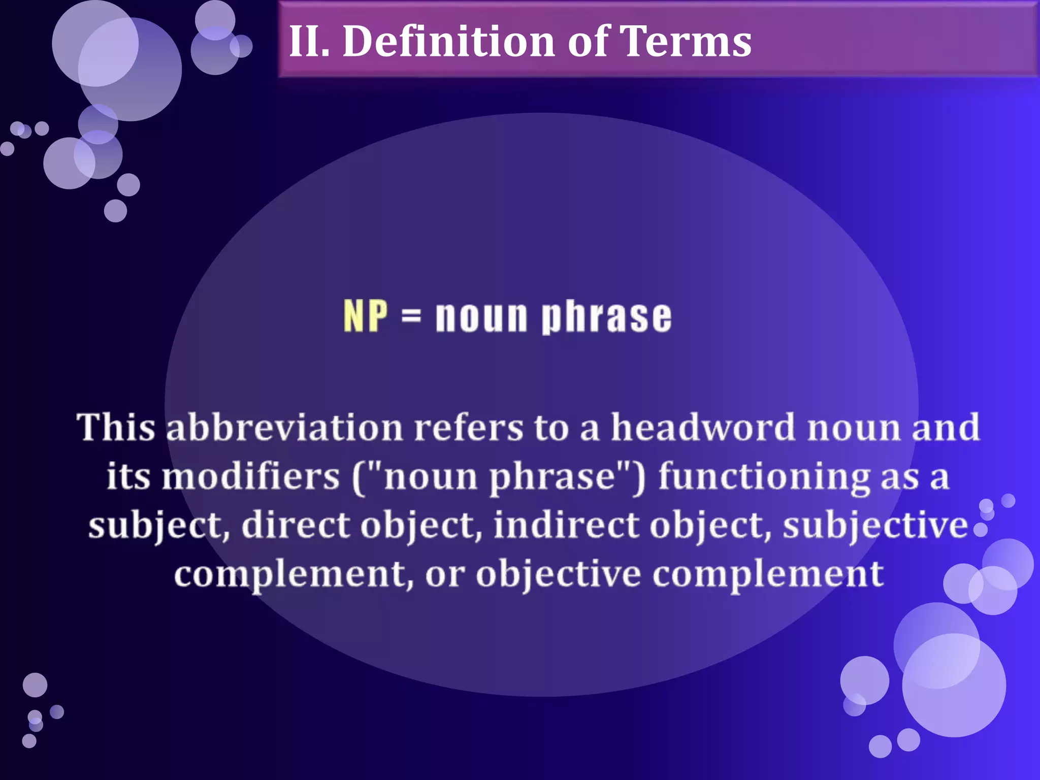 II. Definition of Terms 
 