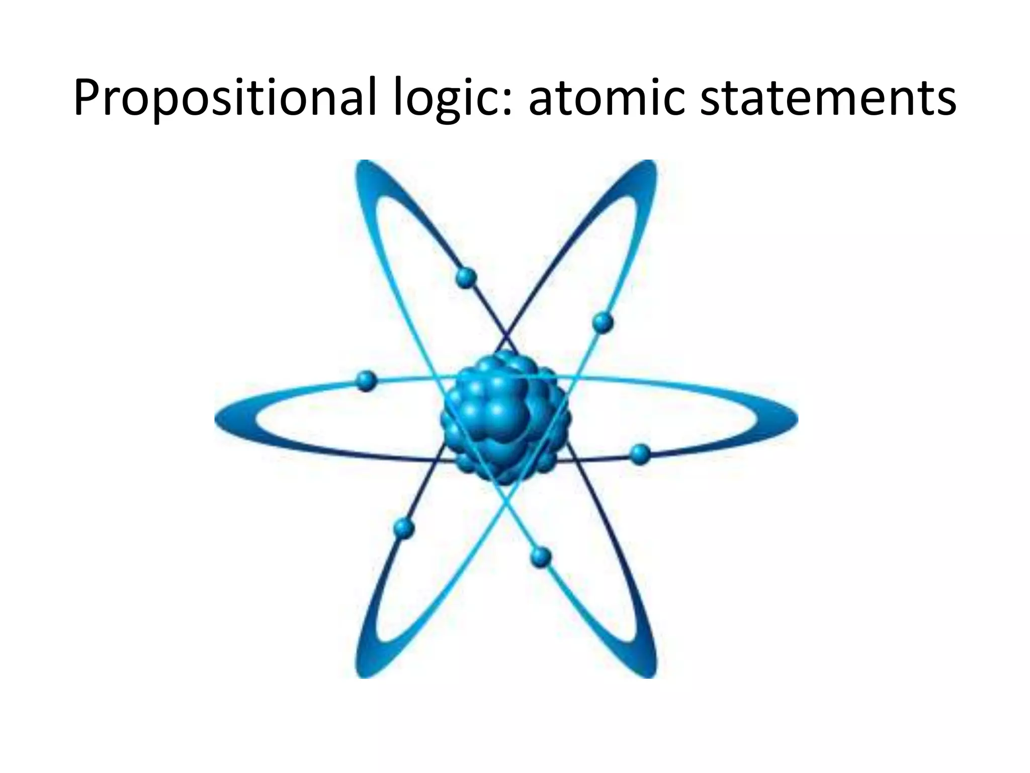 Propositional logic: atomic statements
 