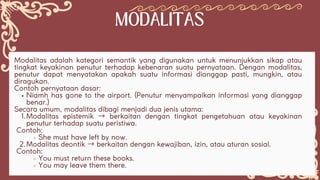 Modalitas Comprehensive Analysis of Sentence Semantics: Situations, Tense, Aspect ...