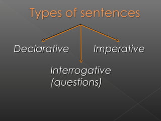 Declarative

Imperative

Interrogative
(questions)

 