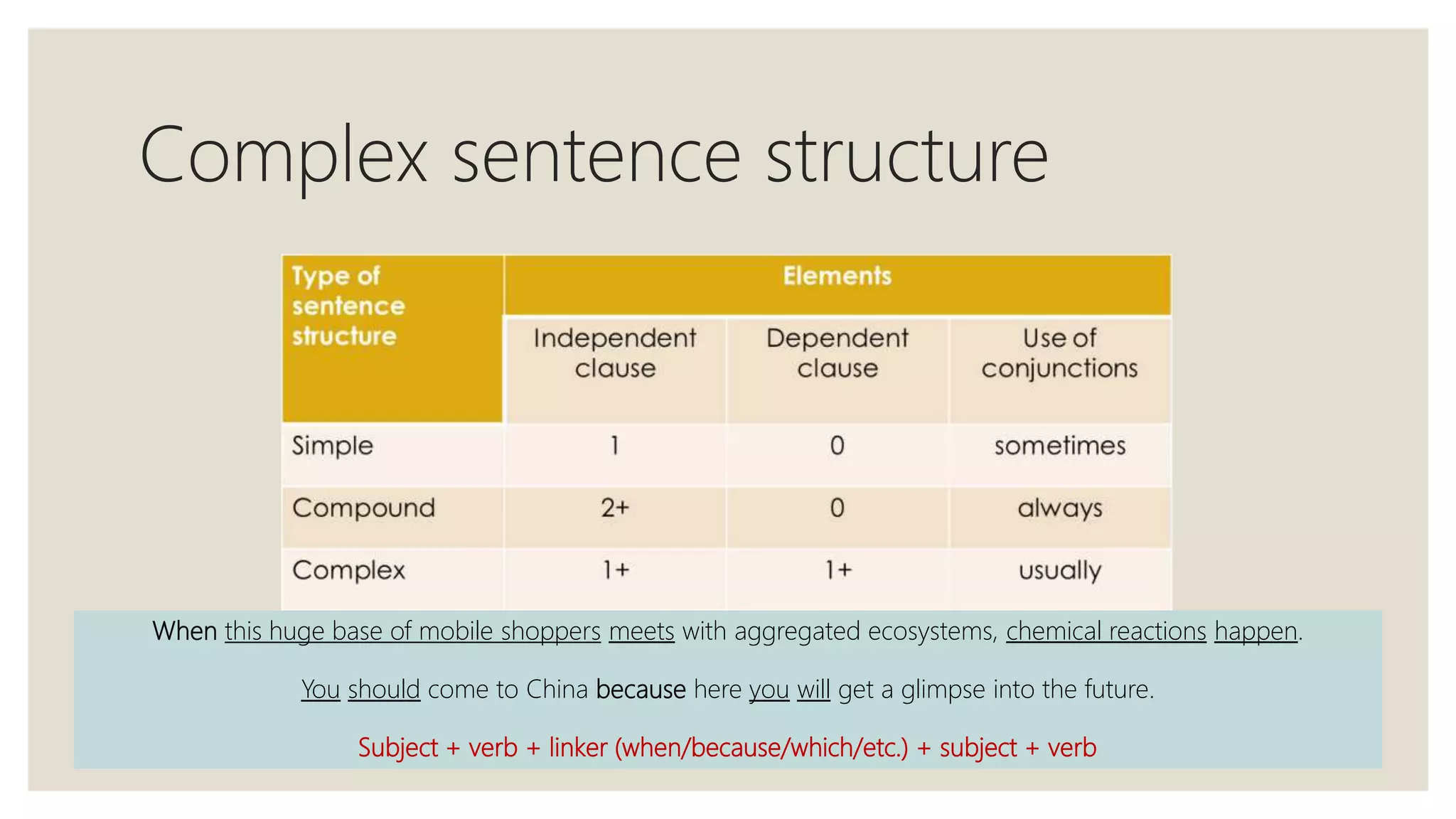 Sentence structures cohesion | PPTX