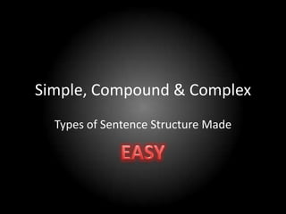 Simple, Compound & Complex
Types of Sentence Structure Made

 