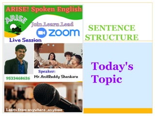 SENTENCE
STRUCTURE
Today's
Topic
 