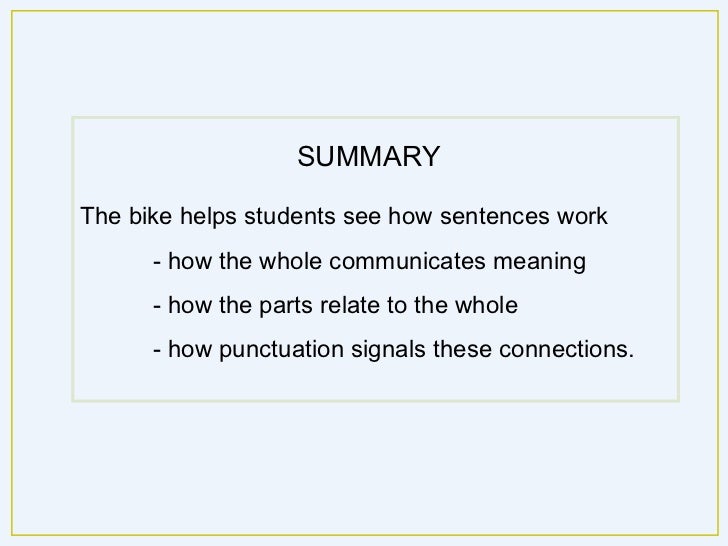 Sentence Structure Using a Bike Metaphor
