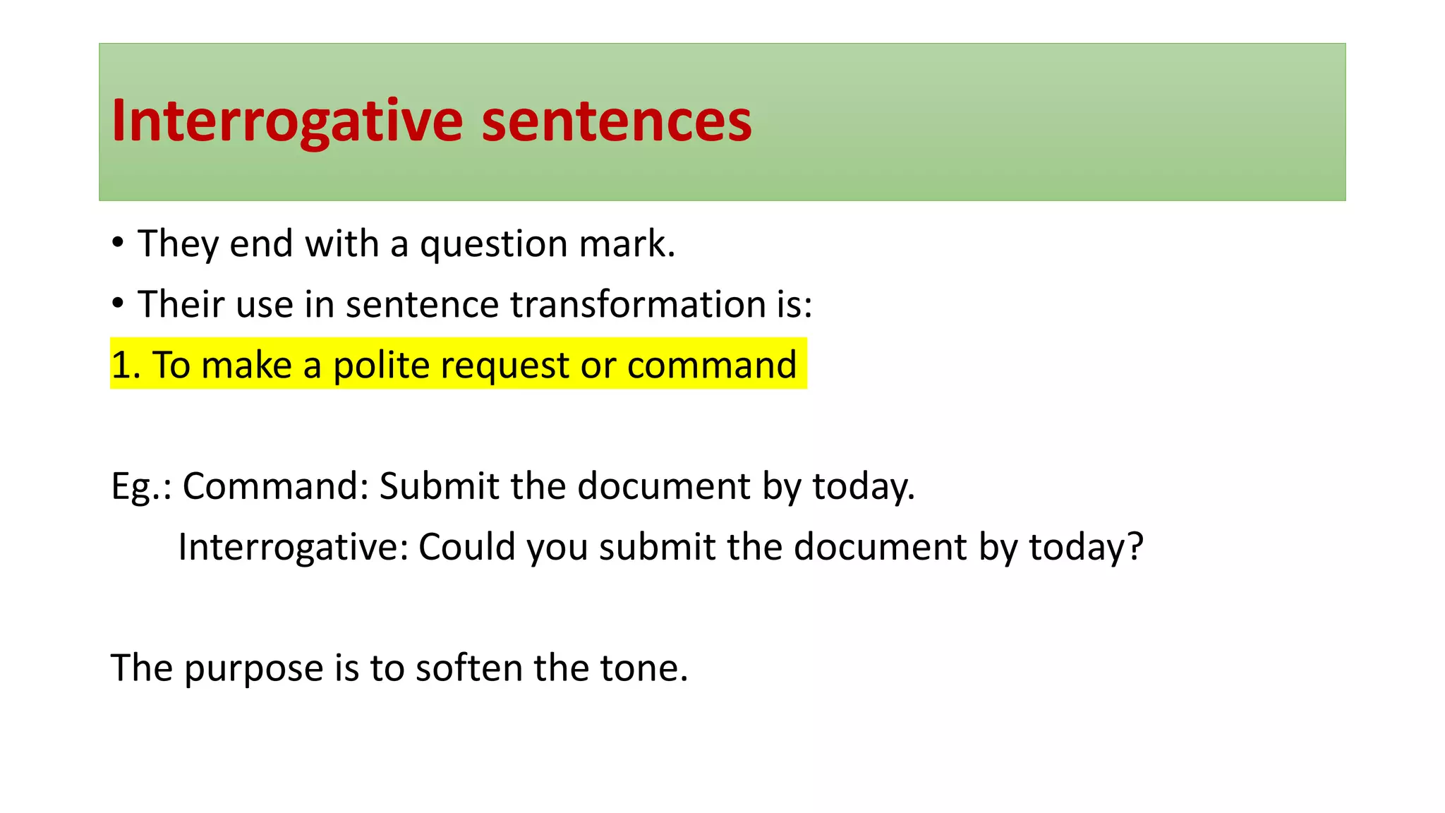 Sentence transformation | PDF