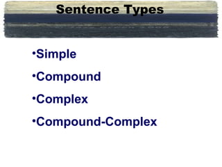 Sentence Types ,[object Object],[object Object],[object Object],[object Object]