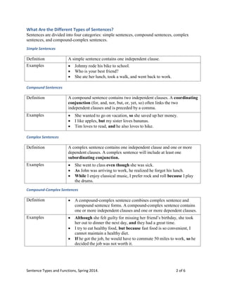 Comprehensive Guide to Sentence Types and Their Functions in Writing | PDF