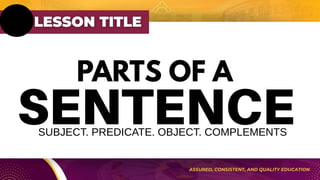 SENTENCE UNITS: subject, predicate, objective and subjective ...