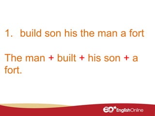 1. build son his the man a fort
The man + built + his son + a
fort.
 