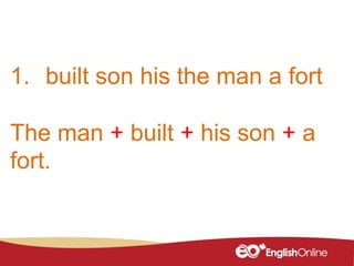 1. built son his the man a fort
The man + built + his son + a
fort.
 