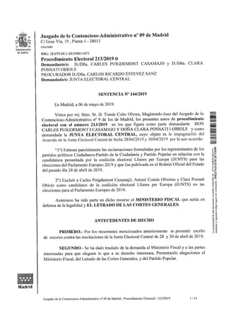 Sentencia a Carles Puigdemont