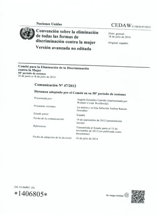 Dictamen Comité CEDAW caso Ángeles González Carreño (España)