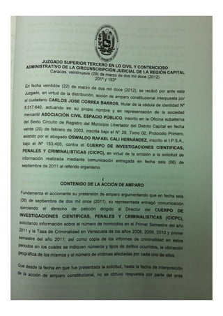 Sentencia CICPC 29.03.2012