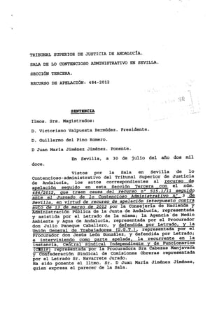 Sentencia contra la Apelación (Junta y UGT)  suspension Protocolo integración AMAYA