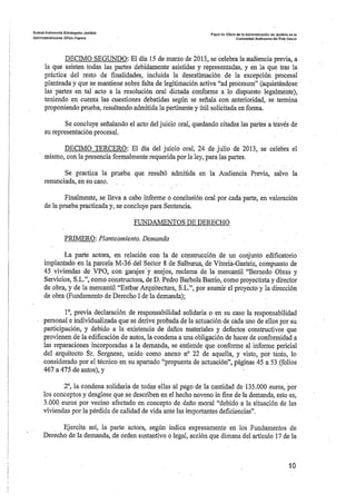 Sentencia desperfectos de construcción Coop. Gardiluya