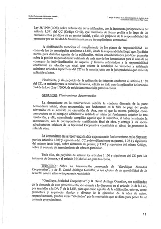Sentencia desperfectos de construcción Coop. Gardiluya