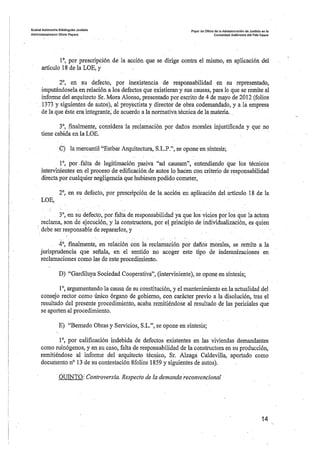 Sentencia desperfectos de construcción Coop. Gardiluya