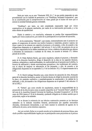 Sentencia desperfectos de construcción Coop. Gardiluya