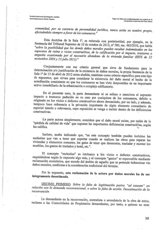 Sentencia desperfectos de construcción Coop. Gardiluya