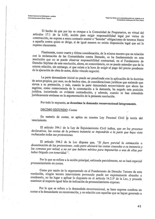 Sentencia desperfectos de construcción Coop. Gardiluya