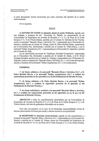 Sentencia desperfectos de construcción Coop. Gardiluya