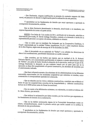 Sentencia desperfectos de construcción Coop. Gardiluya