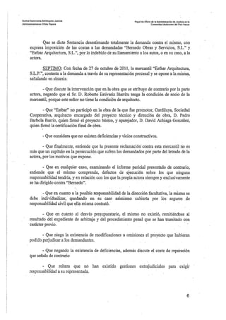 Sentencia desperfectos de construcción Coop. Gardiluya