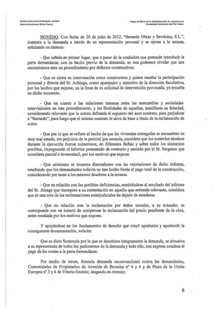 Sentencia desperfectos de construcción Coop. Gardiluya