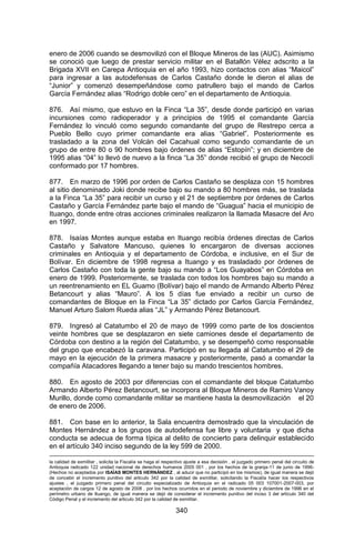 Sentencia Bloque Catatumbo