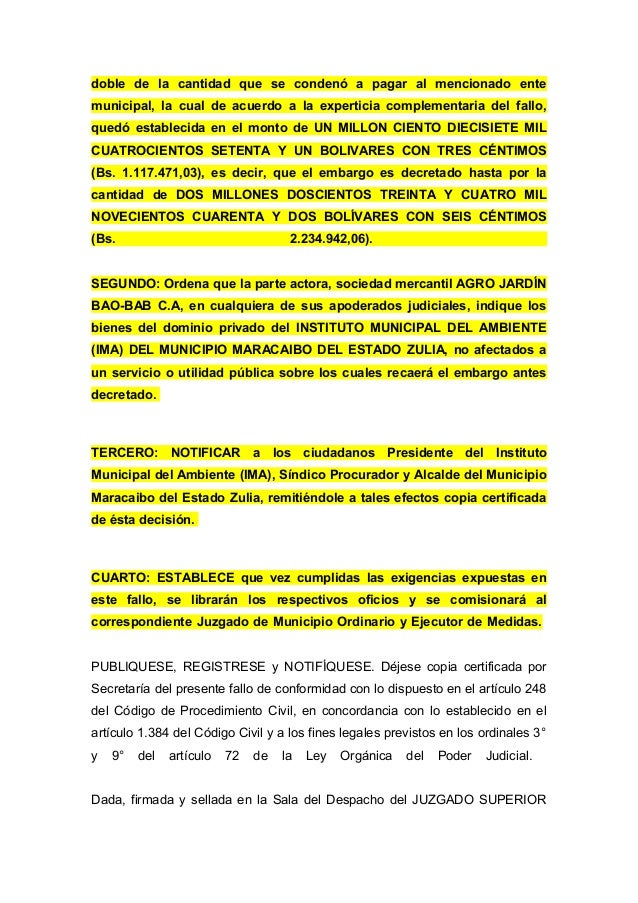 Sentencia sobre embargo ejecutivo al ima Sentencia sobre embargo ejecutivo al ima