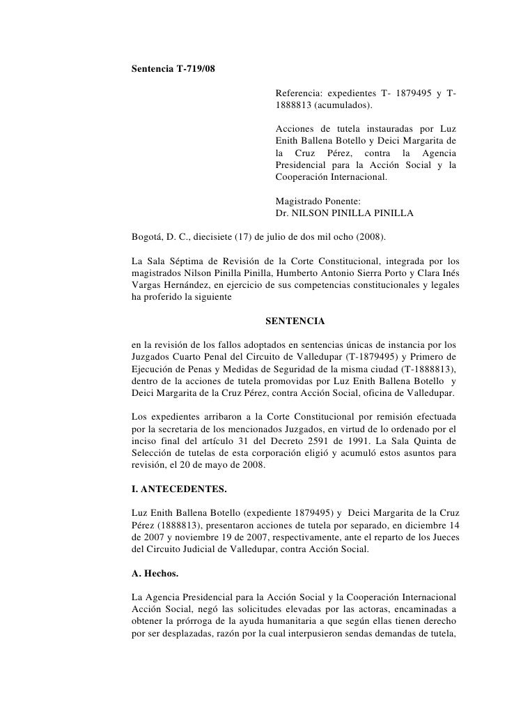 Sentencia T 719 08