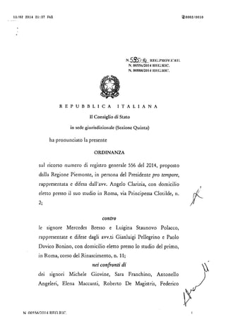 L'Ordinanza del Consiglio di Stato che annulla le elezioni 2010 del Piemonte