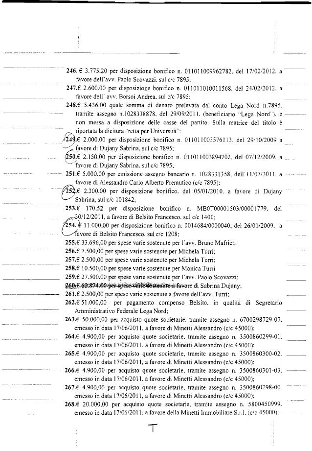 . 246. £ 3.775.20 per disposizione bonifico n. 011011009962782, del 17/02/2012. a ---­ favore dellavv. Paolo Scovazzi. sul...