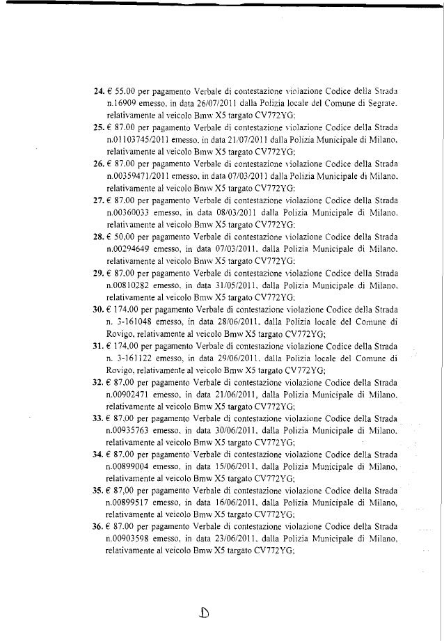 24. € 55.00 per pagamento Verbale di contestazione violazione Codice della STrada n.16909 emesso. in data 26/07/20 II dall...