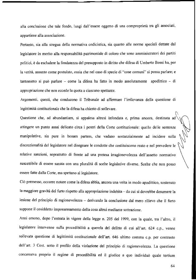 Lega, sentenza del Tribunale di Milano