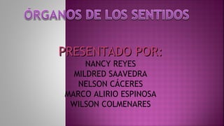 PRESENTADO POR:PRESENTADO POR:
NANCY REYES
MILDRED SAAVEDRA
NELSON CÁCERES
MARCO ALIRIO ESPINOSA
WILSON COLMENARES
 