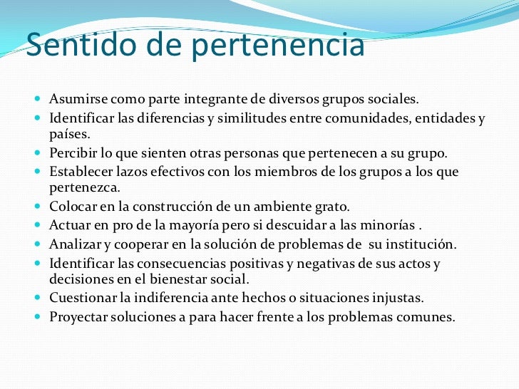sentido de pertenencia a un grupo sentido de pertenencia a un grupo