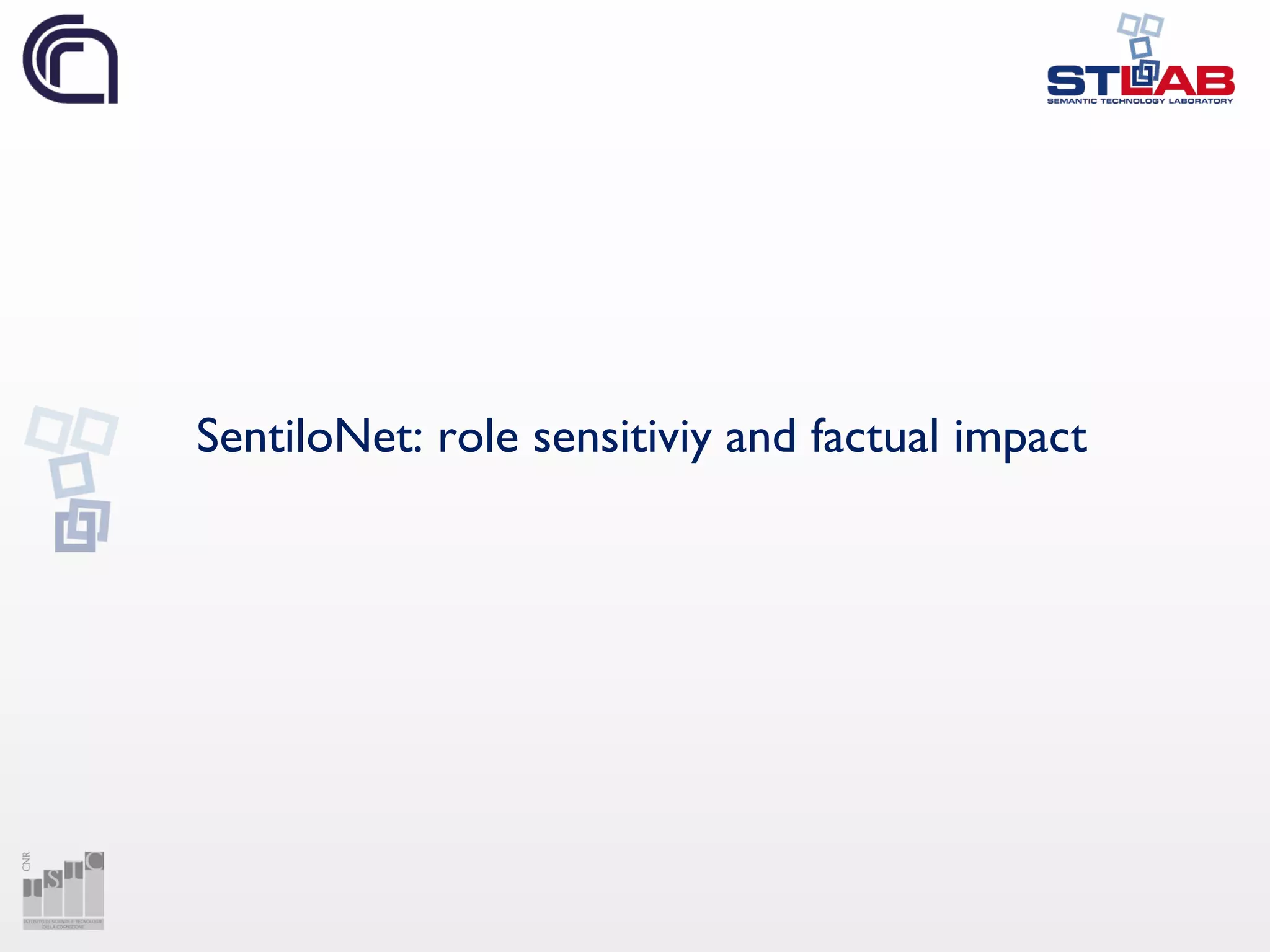 SentiloNet: role sensitiviy and factual impact
 