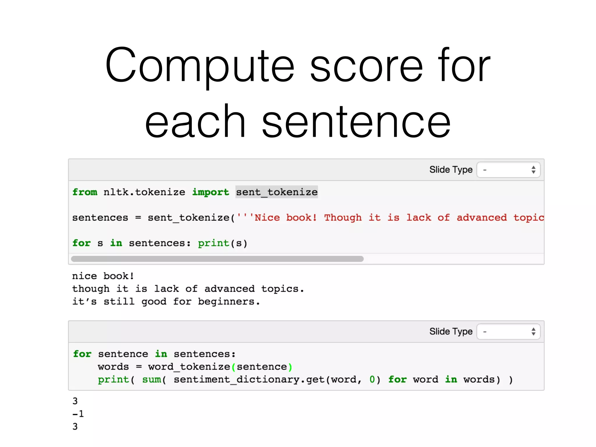 Sentence tokenize
 