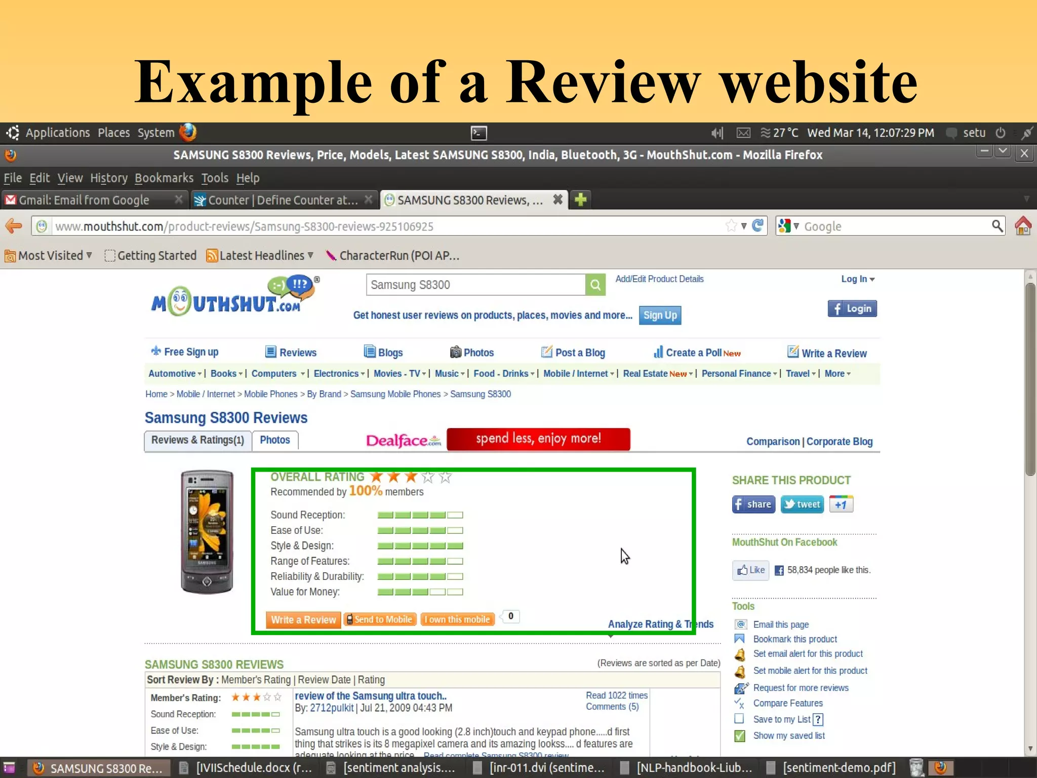 Example of a Review website
 