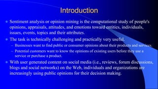 Sentiment analysis and opinion mining | PPTX