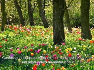 Confesso a todos que encaminho mensagens ocupamConfesso a todos que encaminho mensagens ocupam
um lugar cativo na minha vida.um lugar cativo na minha vida.
 